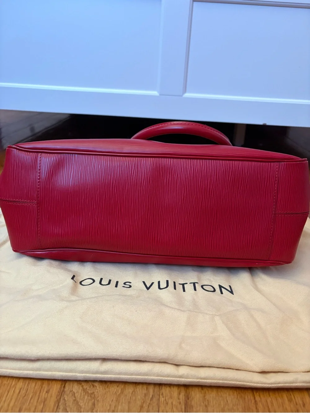 Louis Vuitton Red Epi Passy Bag Tote with Dual Top Handles, And Silver Accents